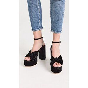 Loeffler Randall Roz Knot Platform Sandals Black Velvet 10.5